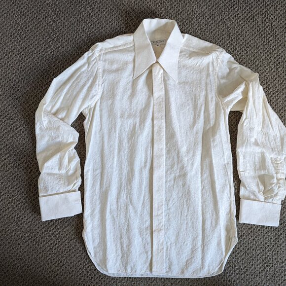 Off-white long-sleeve shirt with a monochromatic floral pattern - Picture 6 of 12